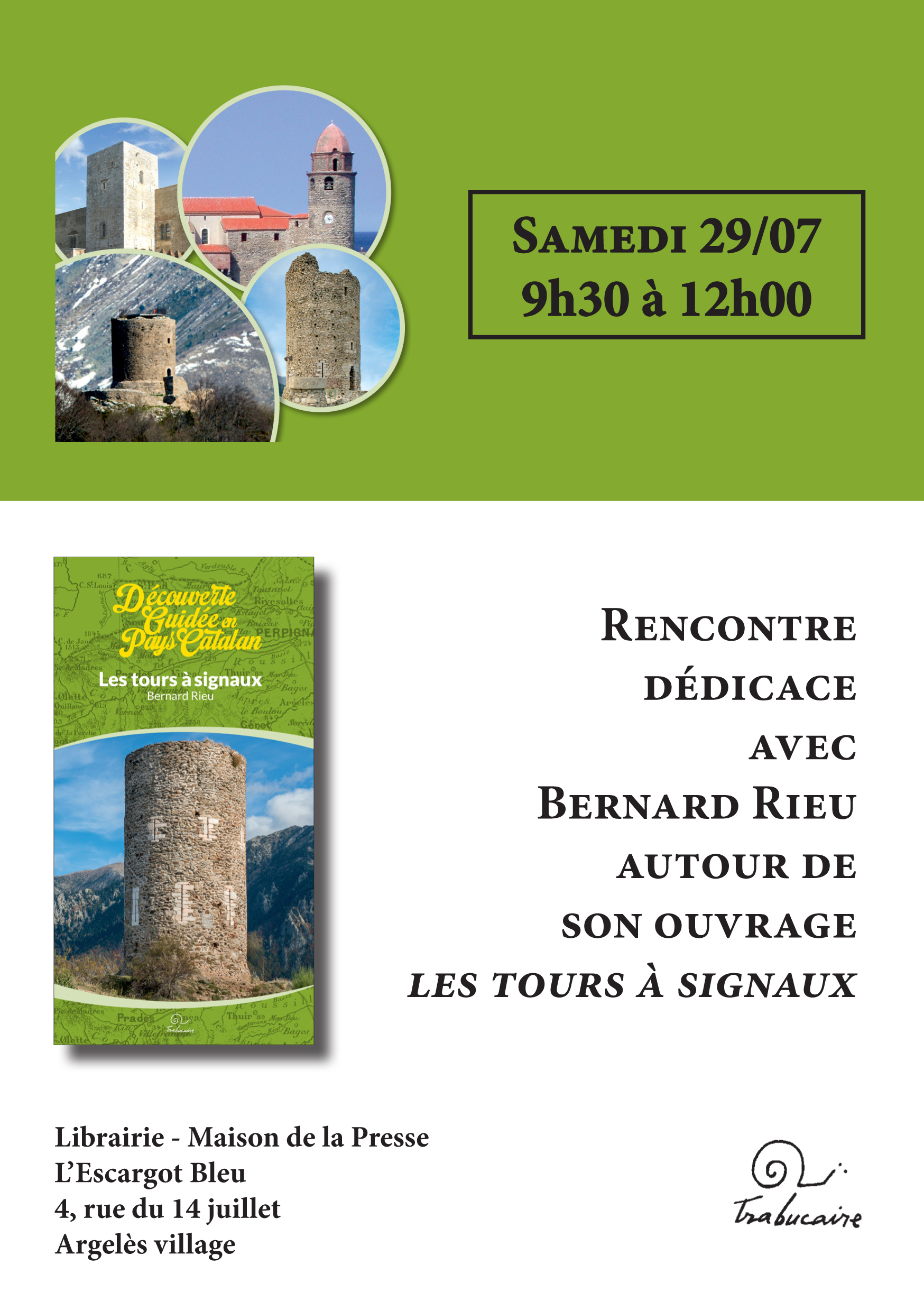 Bernard Rieu autour de son ouvrage "Les tours à signaux" - L'Escargot Bleu, Argelès-sur-Mer